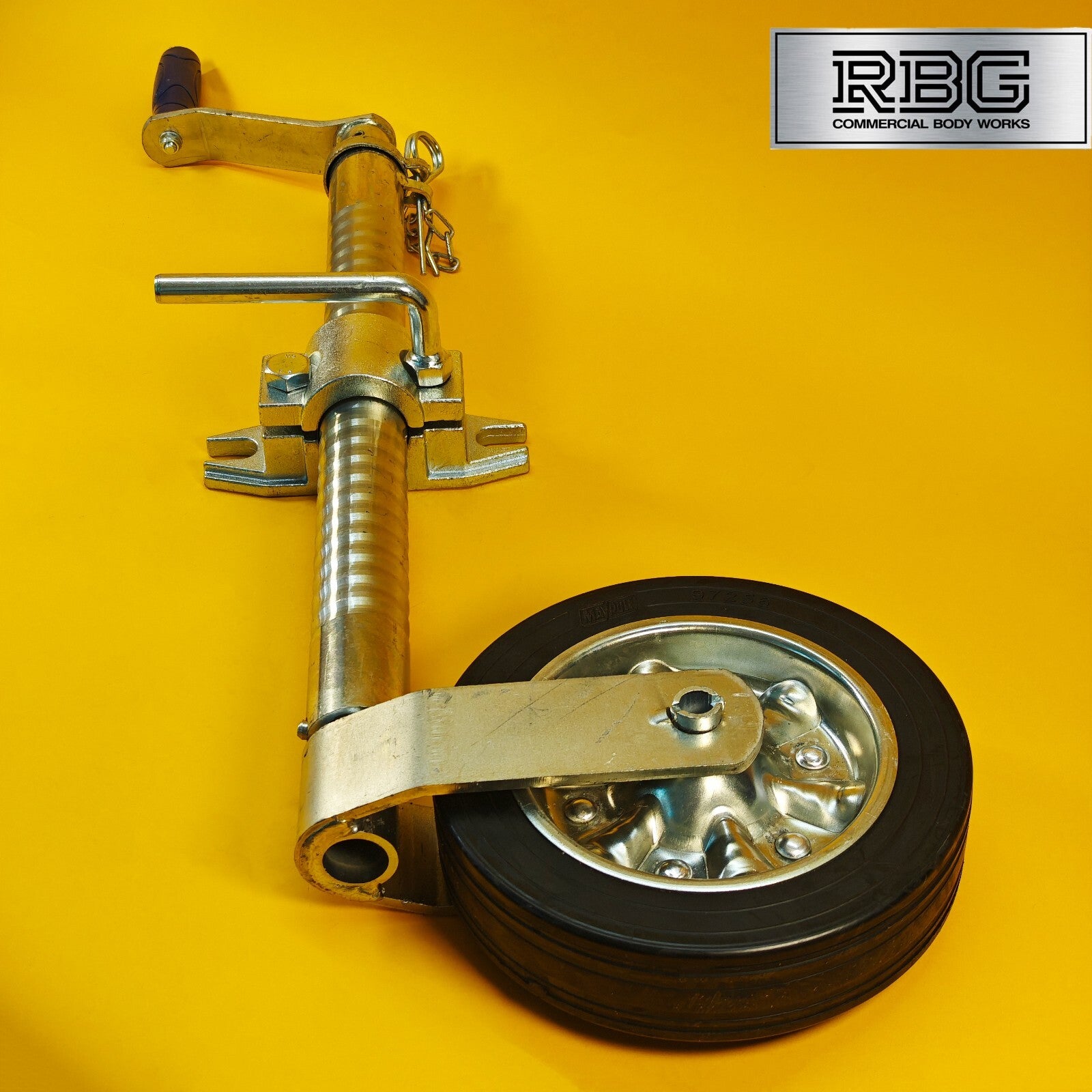 48mm Jockey Wheel + Clamp For Trailer Heavy Duty Serrated 750kg 670-940mm