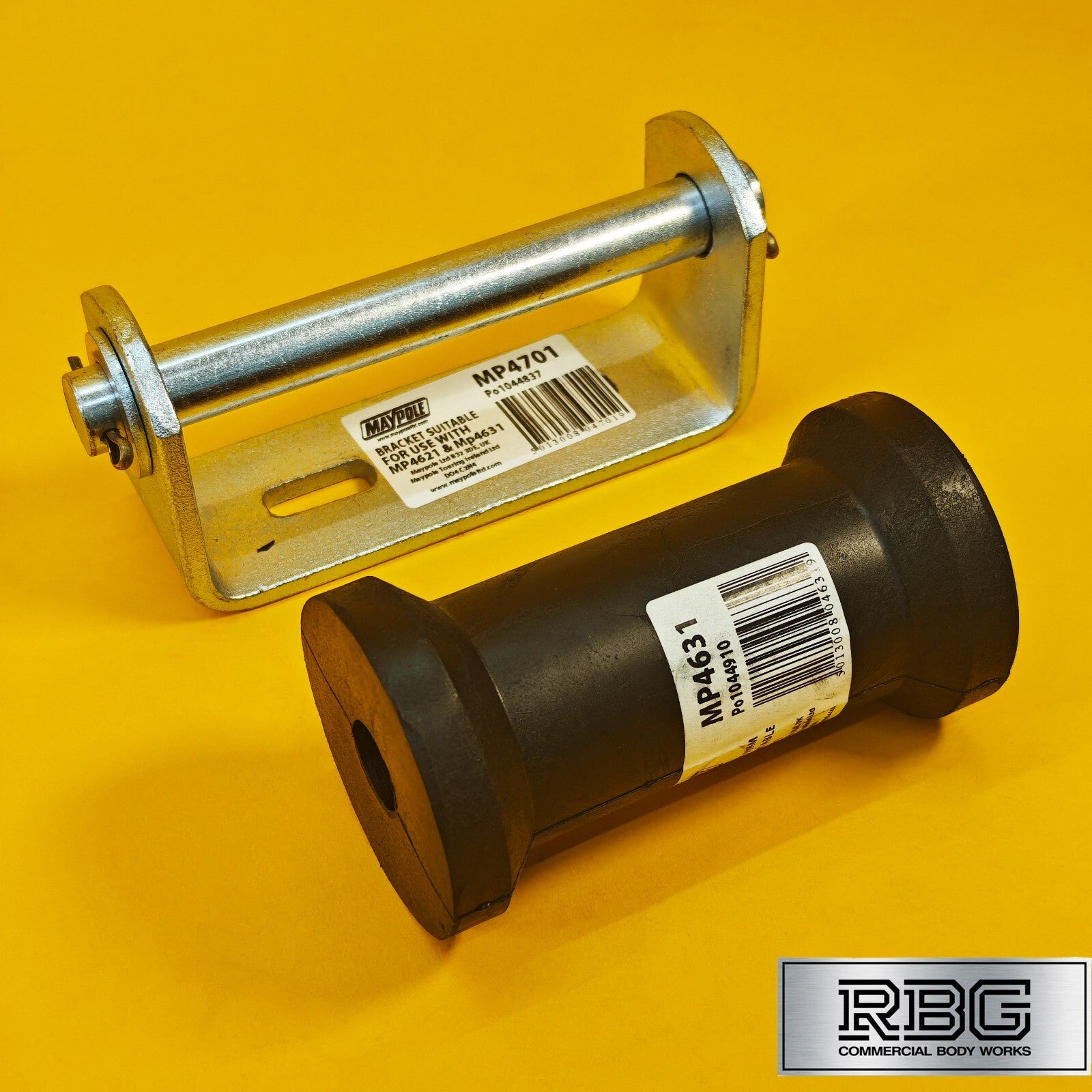 Keel Roller + Bracket 19mm Bore Flat for Boat Trailers Non-Marking Polyurethane