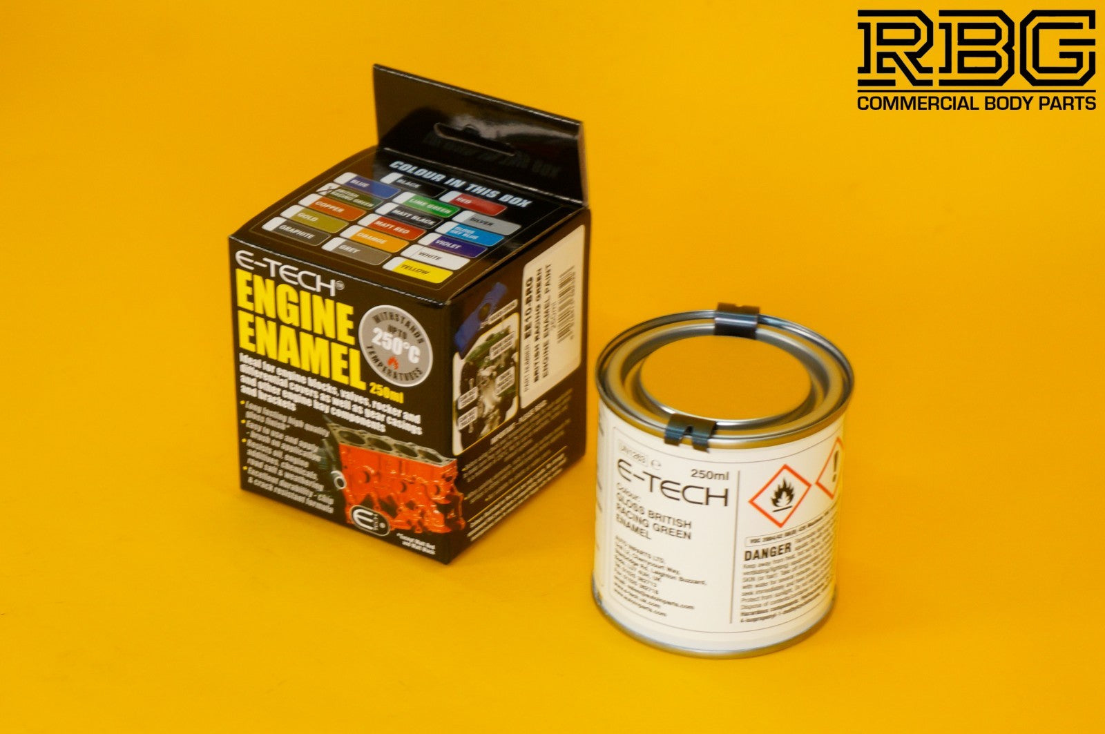 Engine Enamel Paint BRITISH RACING GREEN Gloss E-TECH 250ml Heat Resistant Car