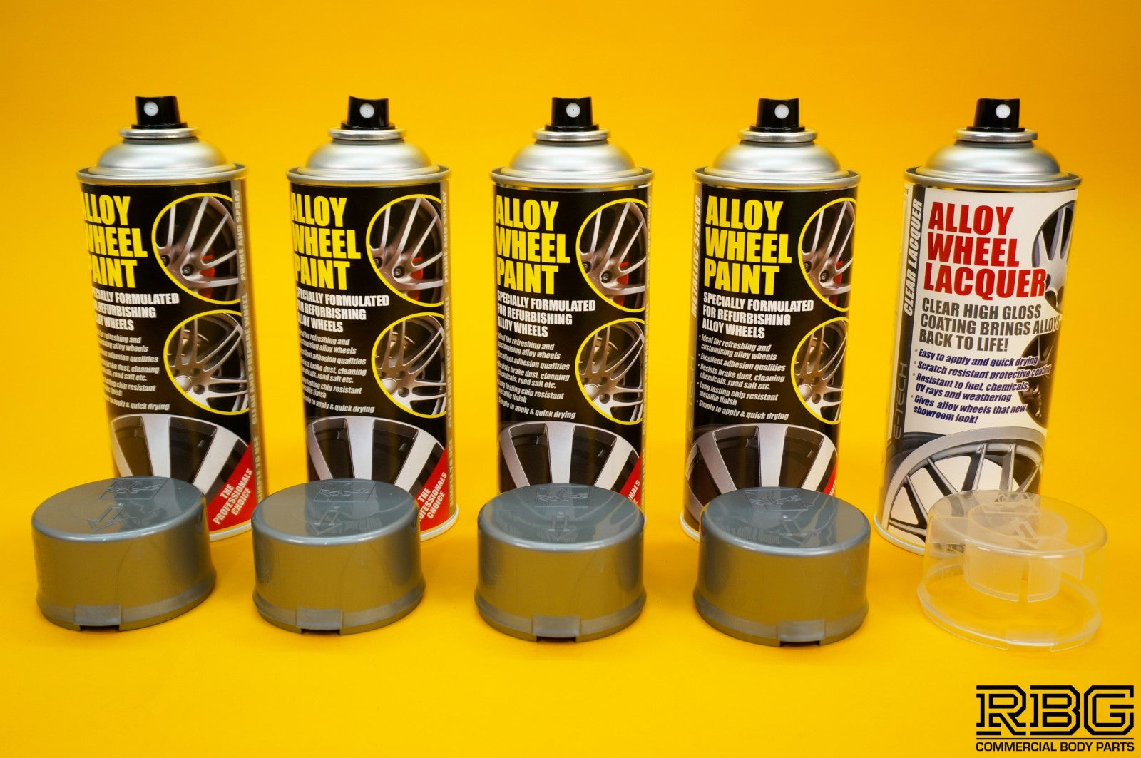 4x Alloy Wheel Paint METALLIC SILVER + 1x Clear Lacquer Spray Refurbishment Kit
