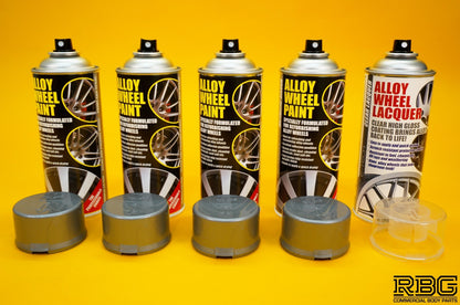 4x Alloy Wheel Paint METALLIC SILVER + 1x Clear Lacquer Spray Refurbishment Kit