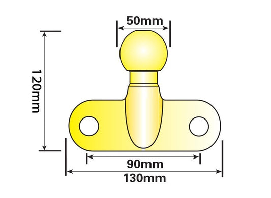 Tow Ball + Cover PVC With Reflector 50mm Tow Hitch Gold E Approved Caravan UK