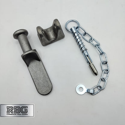 2x Tailboard Forket, Lug & SPRING LOADED Sword Pin & Chain Truck Trailer Drop