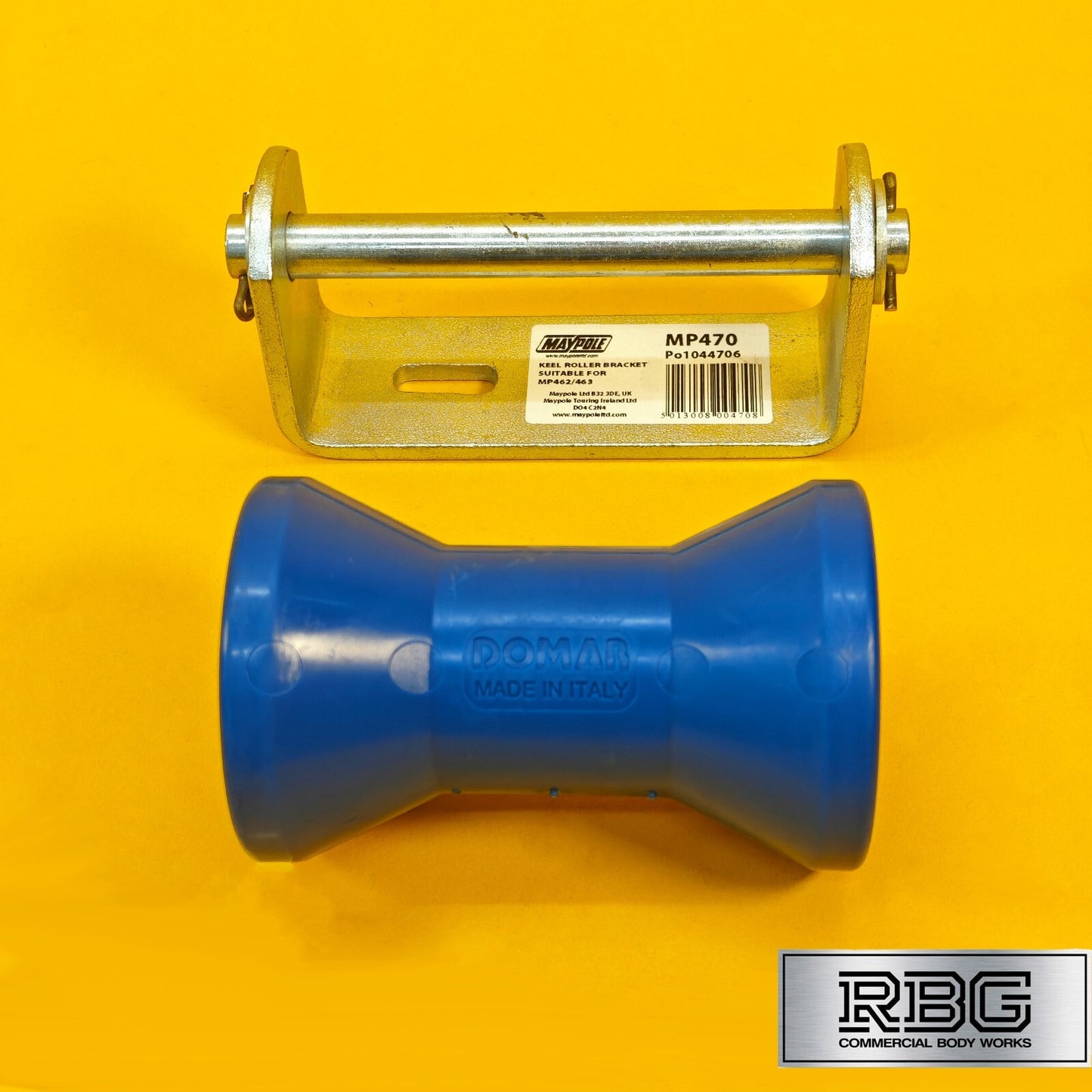 Keel Roller + Bracket 16mm Bore 128mm Width for Boat Trailers Non-Mark Domar UK