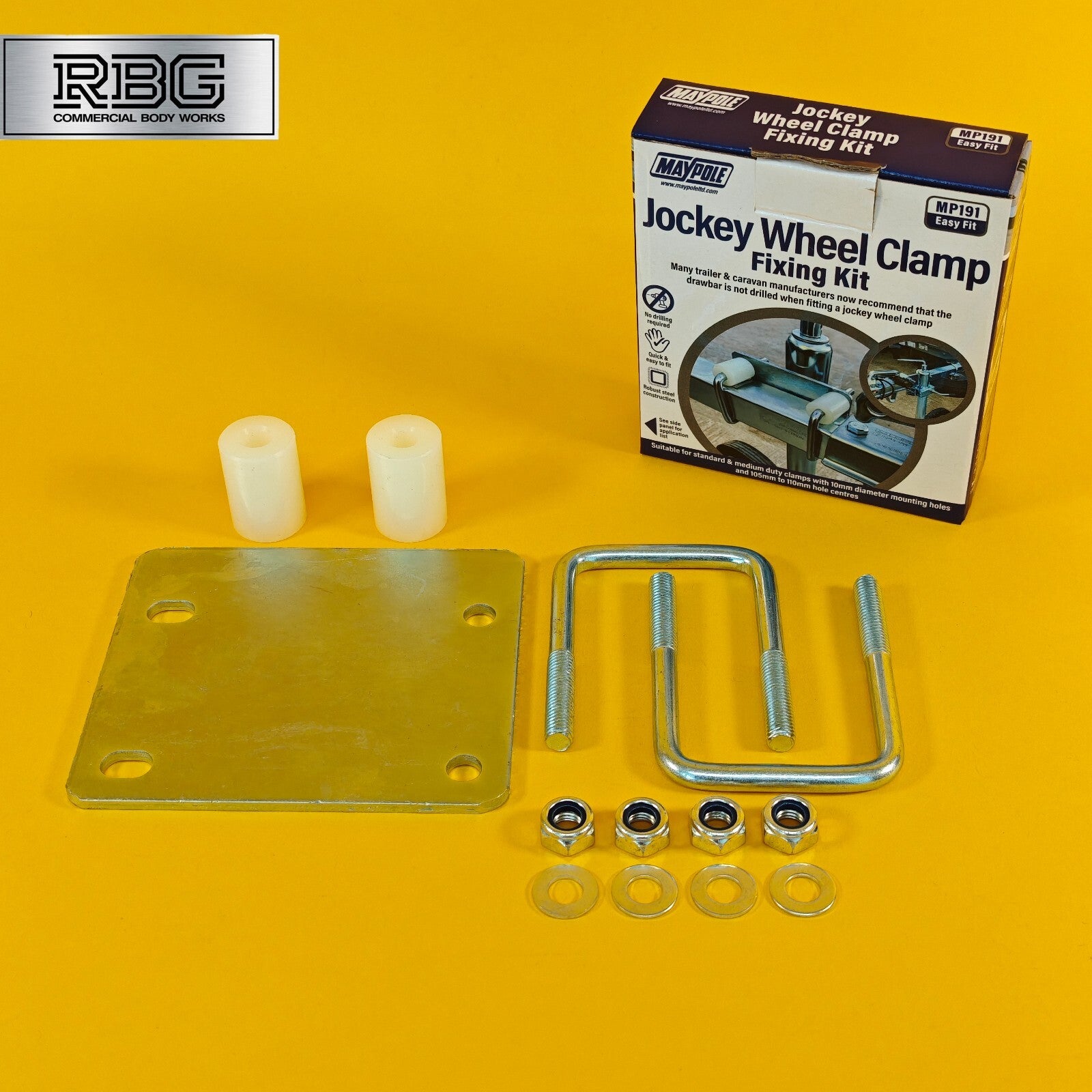 Jockey Wheel Clamp Fixing Kit for 50&60mm Drawbars Trailer No Drilling Required