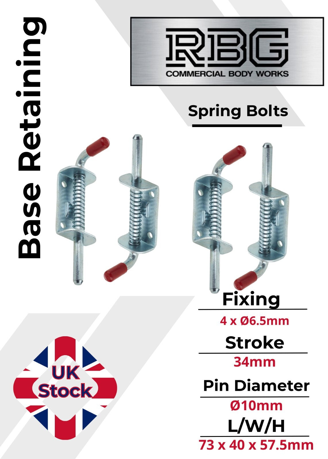 Spring Loaded Retaining Shoot Bolts - Gate Door Catch Stable Horse Box Trailer