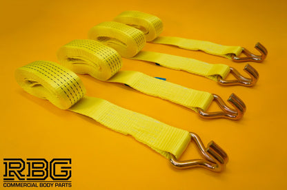 Axle Recovery Strap 1m x 50mm + 4x Tie Down Ratchet Strap 4m x 50mm 5Ton Cargo