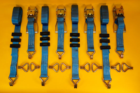 Tie Down Ratchet Strap Recovery 5Ton Over Wheel High-Visibility Blue SET 4Pcs
