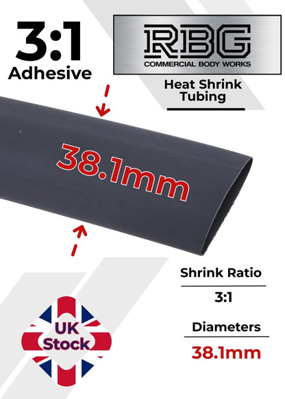 ADHESIVE HEAT SHRINK TUBE 3:1 BLACK HIGH QUALITY SHRINKS: 1M,5M,10M,20M,50M,100M