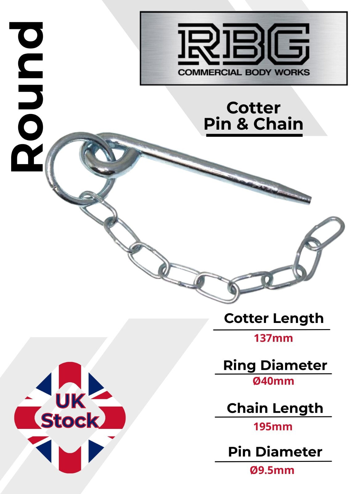 Tailboard Forket Lug 137mm Pin & Chain for Truck Dropside Tipper Trailer 1Pc SET