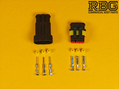 SuperSeal Connector Pair Assembly AMP 3 Way Female/Male Wiring Waterproof IP67
