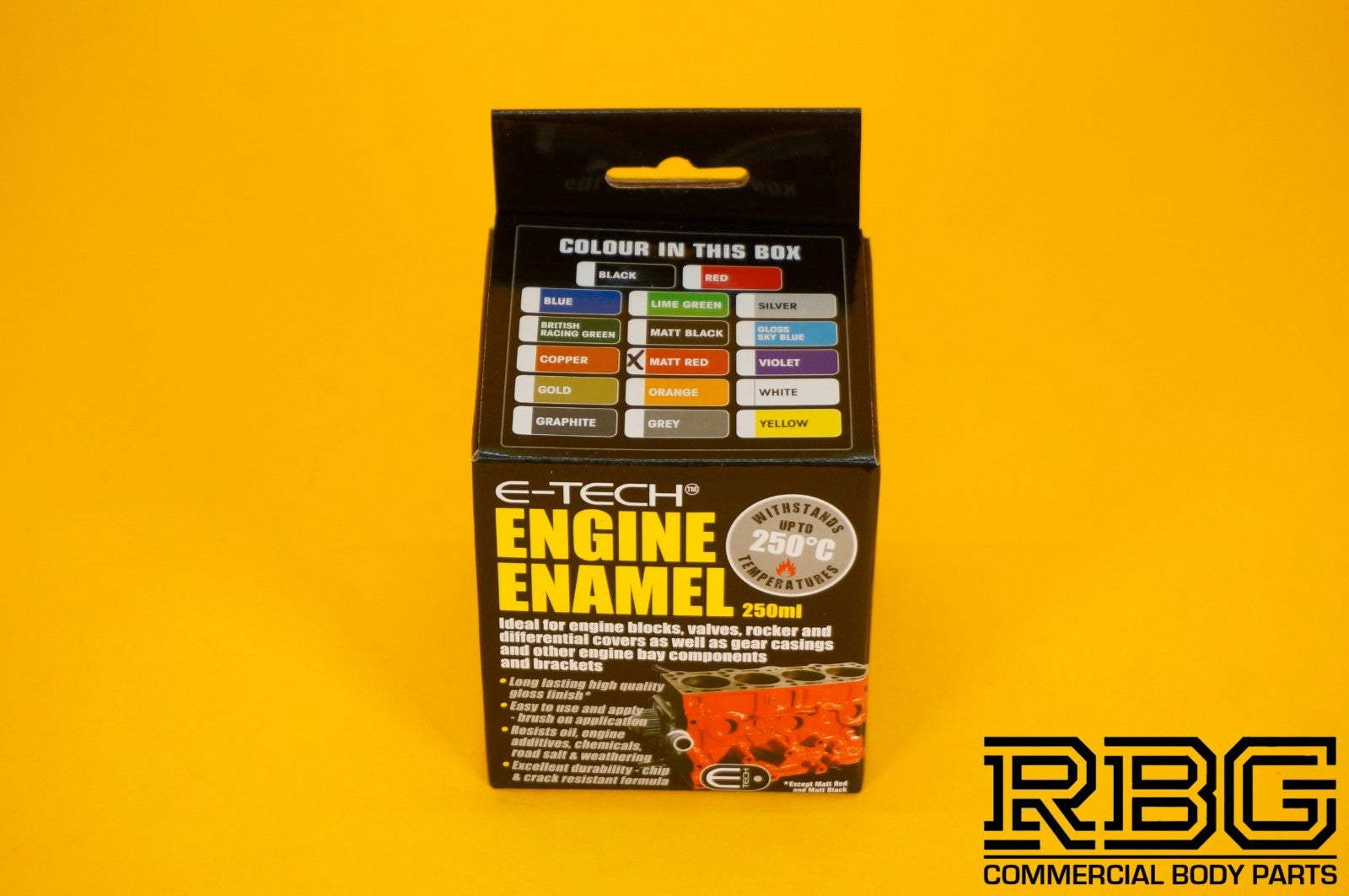 Engine Enamel Paint MATT RED E-TECH 250ml Heat Resistant for Car Motorbike