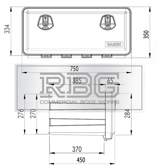 DAKEN Toolbox JUST 750 x 350 x 450 with BRACKETS 4x Truck Storage Box Tool Box