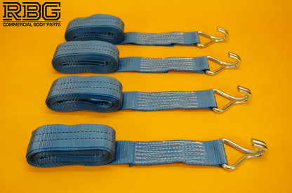 Ratchet Strap Recovery 2Ton Tie Down Alloy Wheel Hi-Vis Blue Lashing SET 4Pcs
