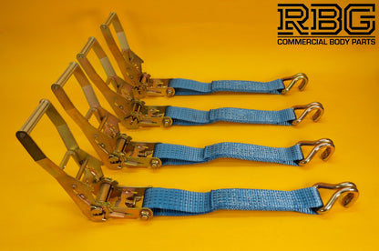 Ratchet Strap Recovery 5Ton Tie Down Over Wheel Hi-Vis Blue XL Ratchet 4Pc SET