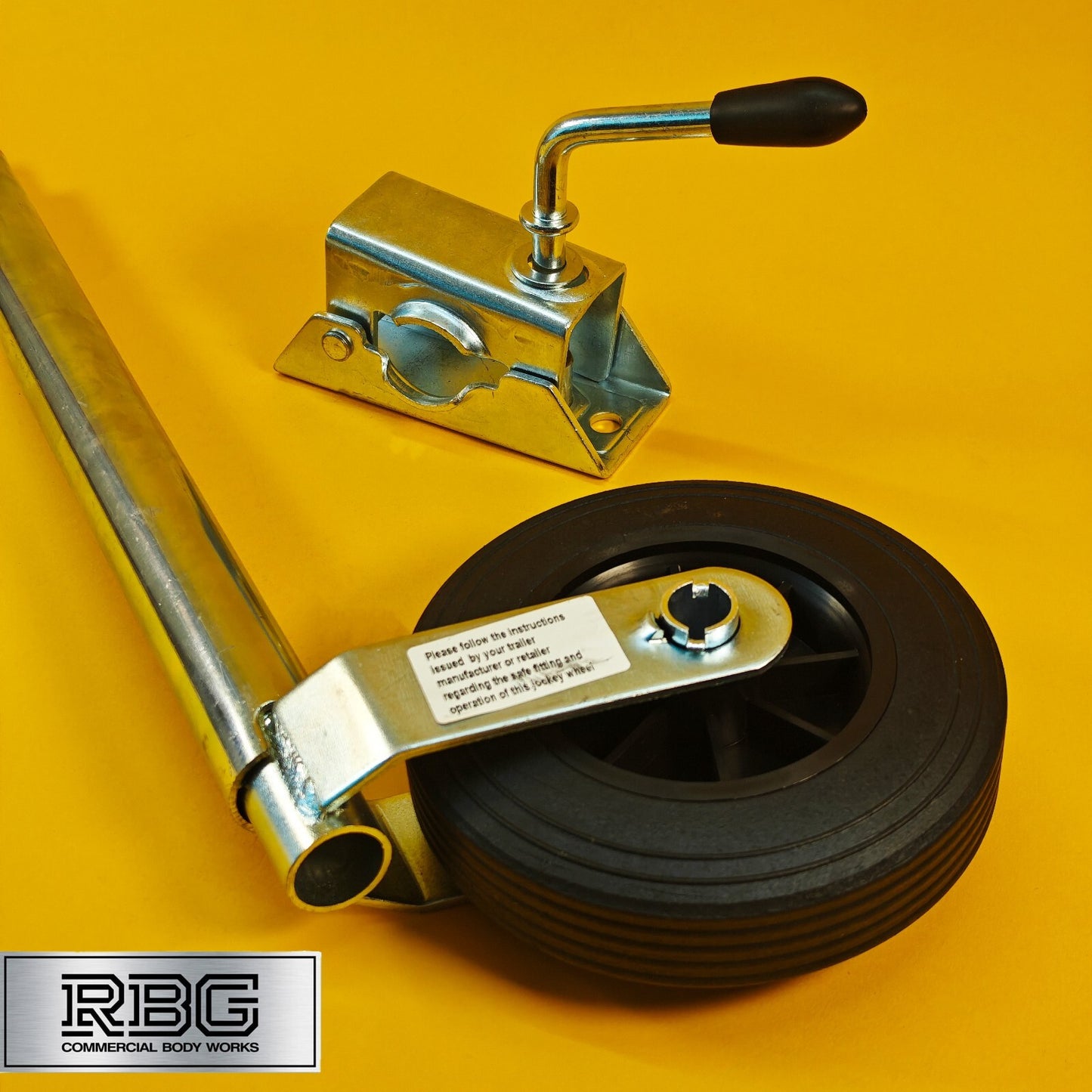 34mm Jockey Wheel + Clamp For Trailer / Caravan 75Kg Standard Duty 560mm-810mm