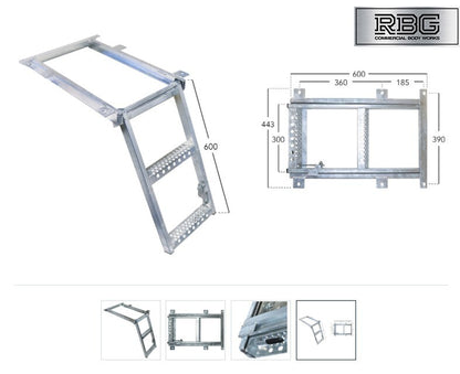 Pull Slide Out Step 2 Rung Underfloor Access Ladder Tipper Truck Trailer Steel