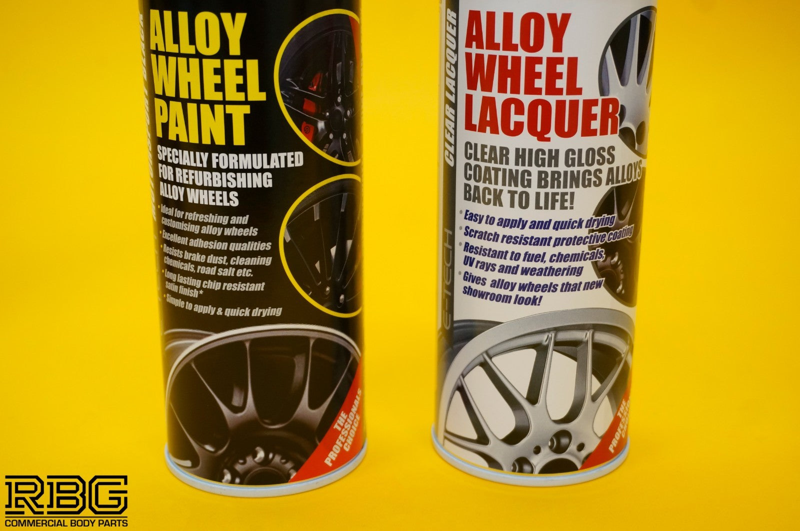Alloy Wheel Paint MOTORSPORT BLACK + Clear Lacquer Spray Refurbishment Kit Car