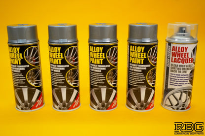 4x Alloy Wheel Paint METALLIC SILVER + 1x Clear Lacquer Spray Refurbishment Kit