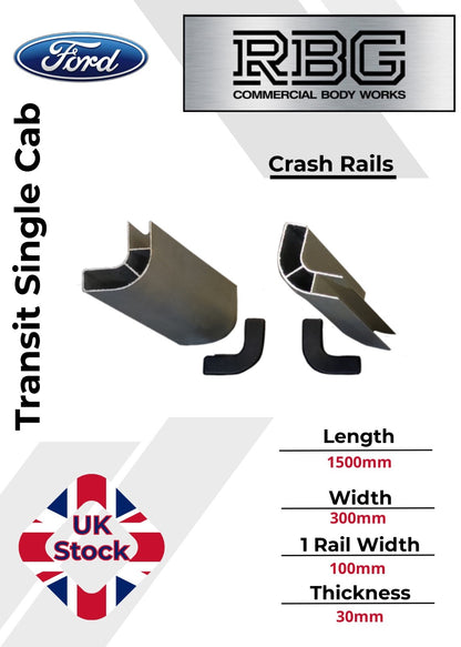 Ford Transit Single Cab Crash Rails Side Guards with Corner Pillars Tipper