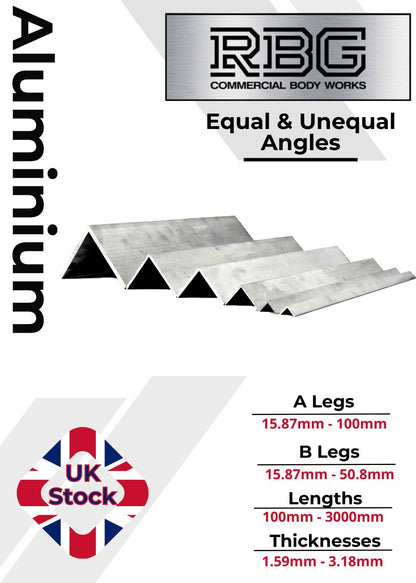 ALUMINIUM ANGLE Equal & Unequal Angles All Sizes & Thickness Free UK Delivery