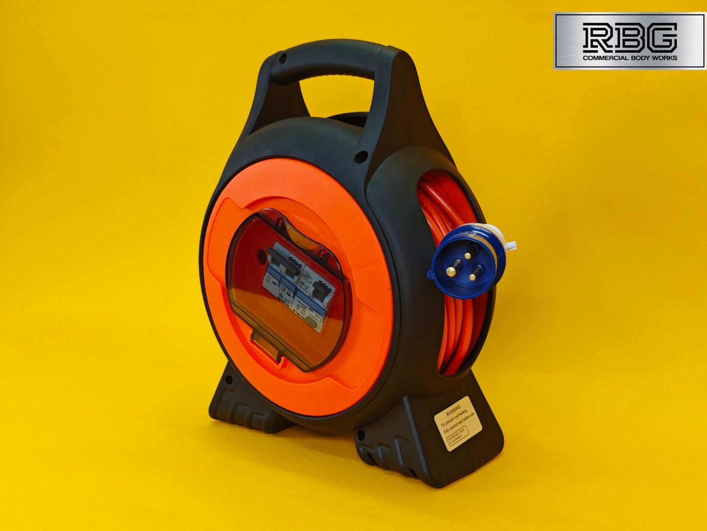 15m Roller Mobile Mains Power Unit 3 Way with LED Light Twin USB RCD Protected