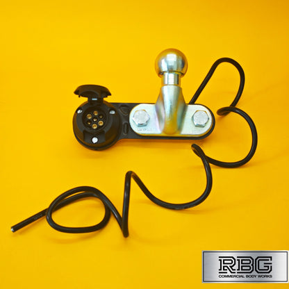 Tow Ball + Socket Assembly 12N 7 Pin 50mm Tow Hitch Gold E Approved Caravan UK