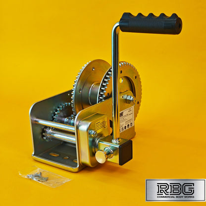 2500Lb Professional Hand Winch 1100Kg Safety Clutch Brake Red-Rust Resistant UK