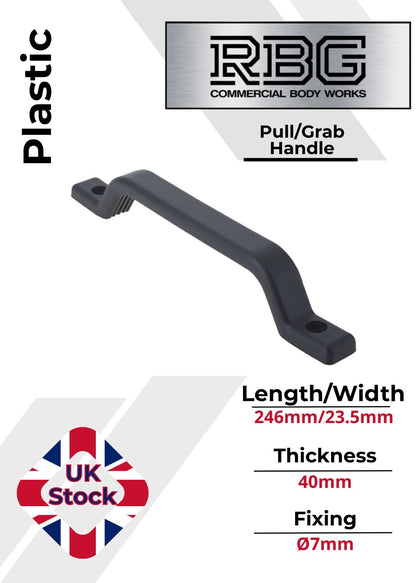 Grab Pull Handle Plastic 246mm Black Trucks, Trailers, Buses, Vans, Horseboxes