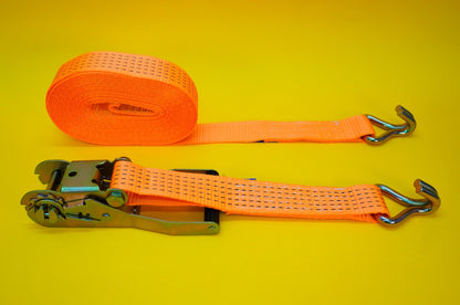 Ratchet Tie Down 50mm Strap 5ton High-Vis Orange 9m Lashing Cargo Recovery