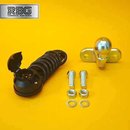 Tow Ball + Socket Assembly 12N 7 Pin 50mm Tow Hitch Gold E Approved Caravan UK
