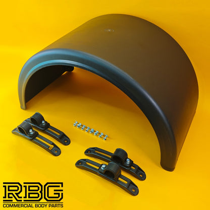 Twin Wheel Round Mudguard + Brackets with Plastic Clasps 860X450mm Domar Trucks