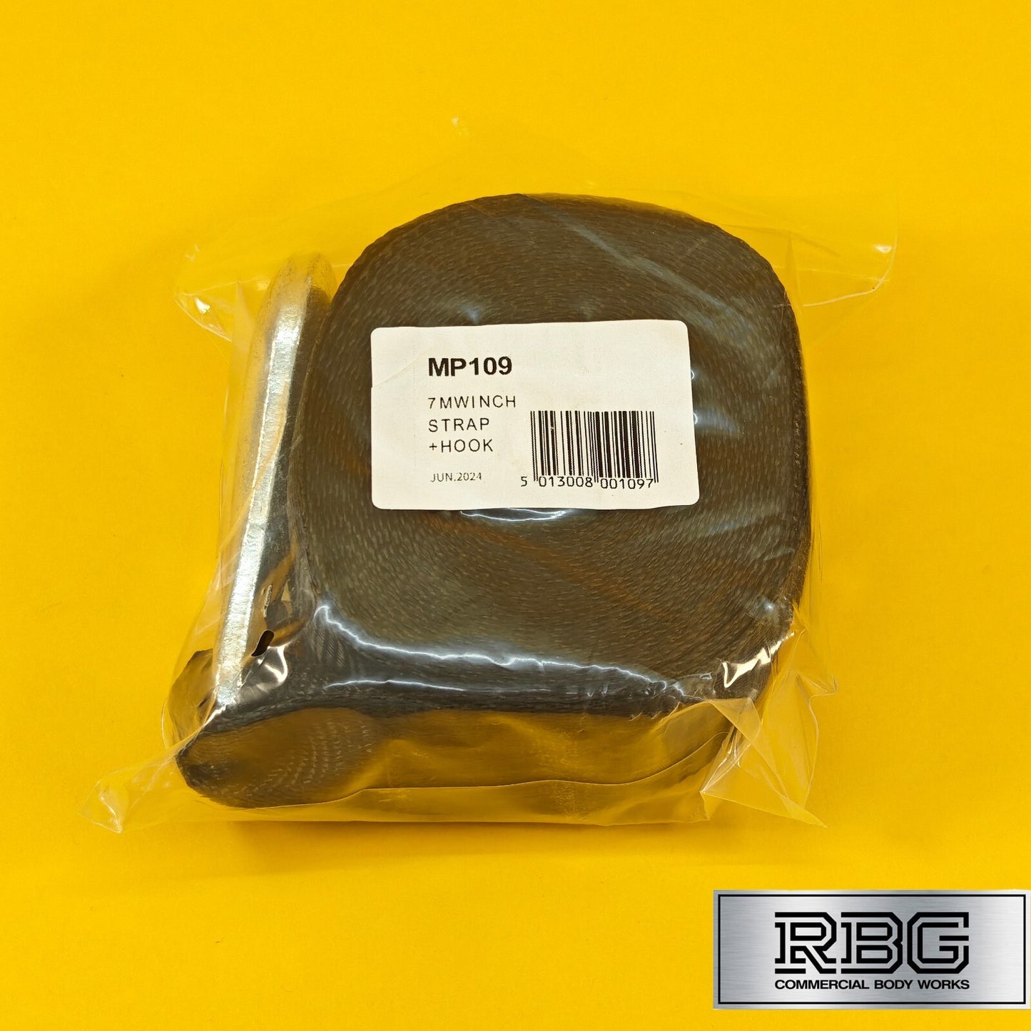Winch Strap with Hook 7m Long x 50mm Width 1500kg Breaking Strain for Trailers