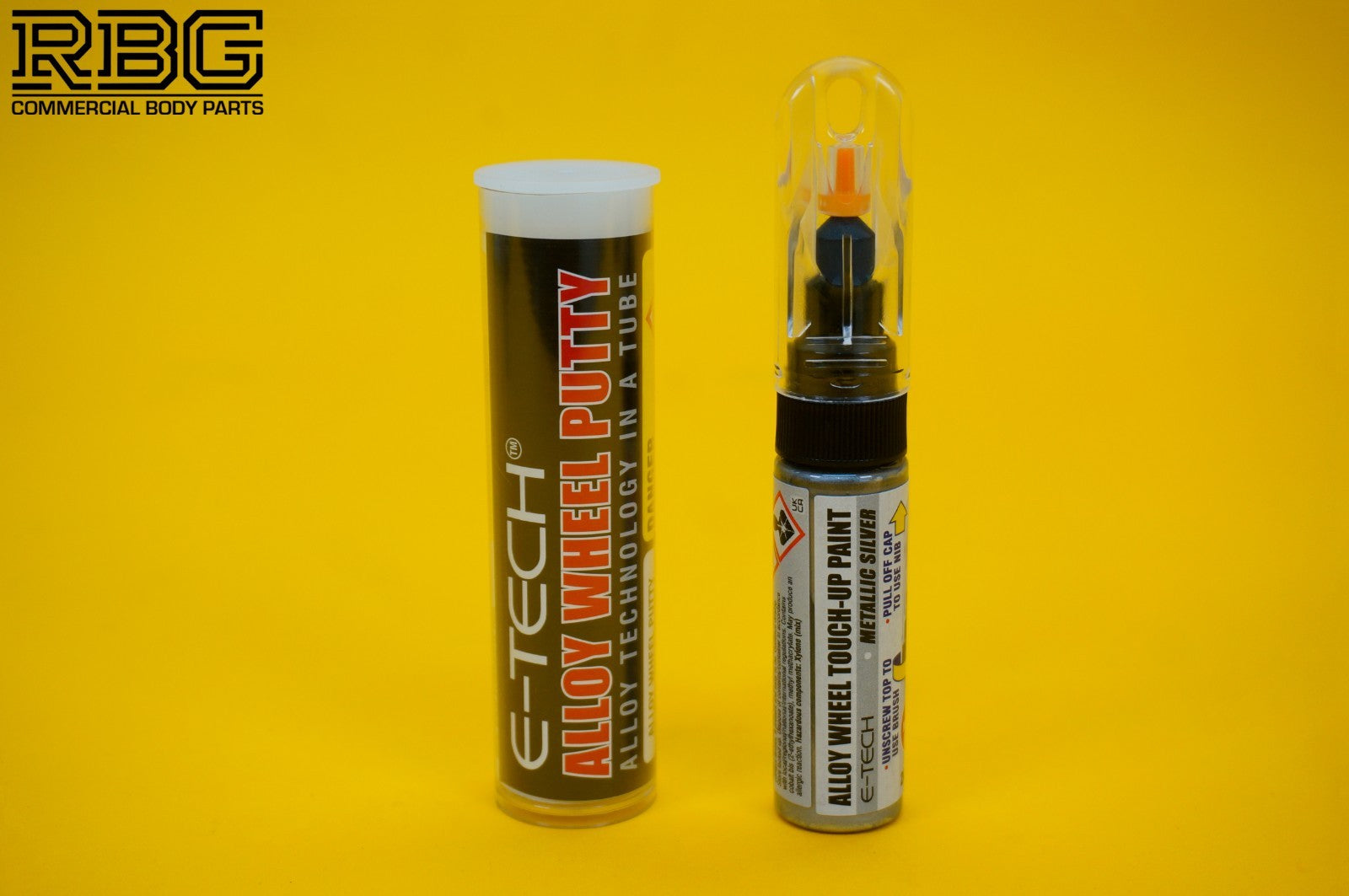 Alloy Wheel Paint Touch-Up Stick SILVER + Repair Putty Filler 10cm Tube E-TECH