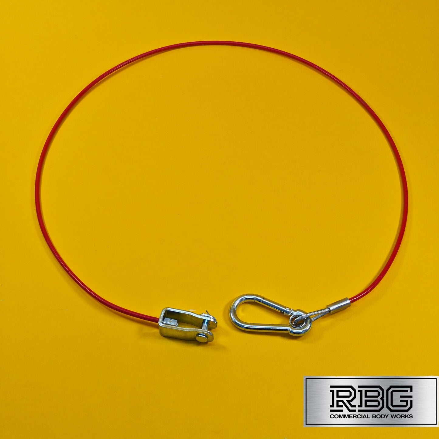 Breakaway Cable Red PVC 1m x 3mm With Carabiner & Clevis for Trailer Caravan UK