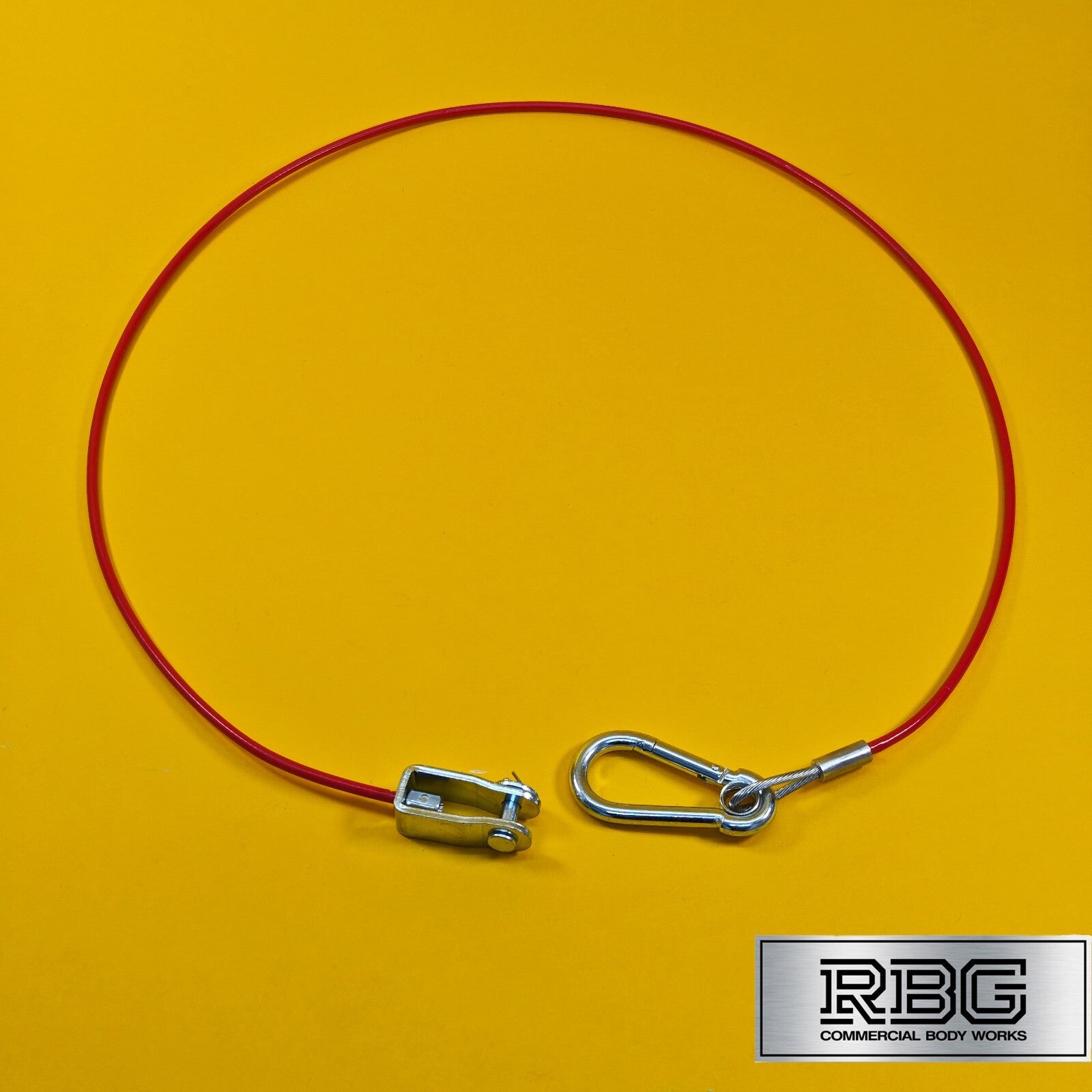 Breakaway Cable Red PVC 1m x 3mm With Carabiner & Clevis for Trailer Caravan UK