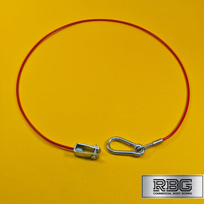 Breakaway Cable Red PVC 1m x 3mm With Carabiner & Clevis for Trailer Caravan UK