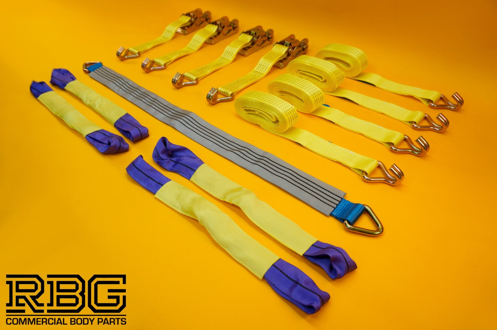 Axle Recovery Strap 1m x 50mm + 4x Tie Down Ratchet Strap 4m x 50mm 5Ton Cargo