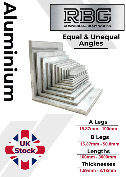 ALUMINIUM ANGLE Equal & Unequal Angles All Sizes & Thickness Free UK Delivery