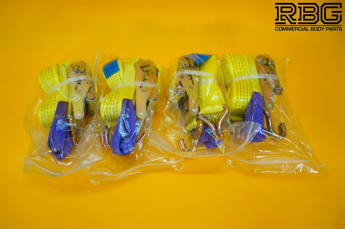 Ratchet Tie Down Strap SET 4Pcs 5 Ton Hi-Vis YELLOW Recovery Safety Over Wheel
