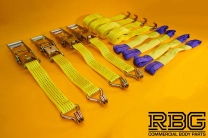 Ratchet Tie Down Strap SET 4Pcs 5 Ton Hi-Vis YELLOW Recovery Safety Over Wheel