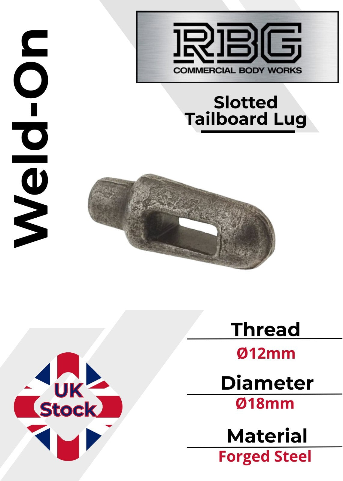 Flat Sword Cotter Pin & Chain + WELD-ON Lug Peg for Trailer Truck Tail Gates
