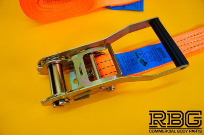 Ratchet Tie Down Strap 3Ton 50mm High-Visibility Orange 6m Lashing Cargo Safety
