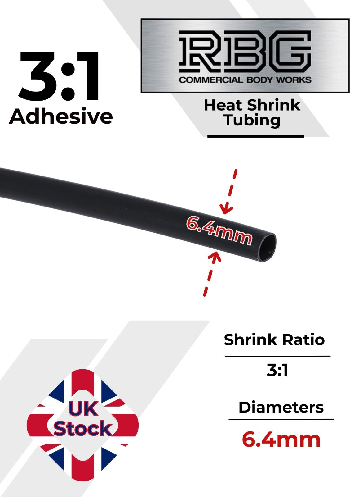 ADHESIVE HEAT SHRINK TUBE 3:1 BLACK HIGH QUALITY SHRINKS: 1M,5M,10M,20M,50M,100M
