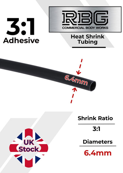 ADHESIVE HEAT SHRINK TUBE 3:1 BLACK HIGH QUALITY SHRINKS: 1M,5M,10M,20M,50M,100M
