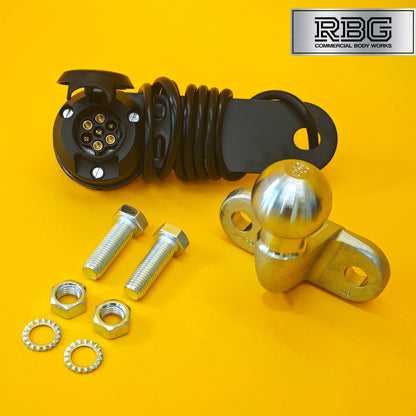 Tow Ball + Socket Assembly 12N 7 Pin 50mm Tow Hitch Silver E Approved Caravan UK