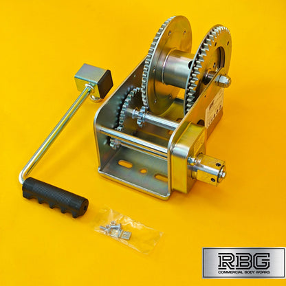 2500Lb Professional Hand Winch 1100Kg Safety Clutch Brake Red-Rust Resistant UK