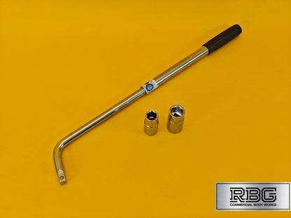 Extendable Wheel Nut Wrench 2 Reversible Sockets 17mm 19mm 21mm 23mm Power Bar