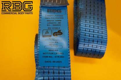 Ratchet Strap Tie Down 5Ton 4x + Axle Recovery Strap 1m x 50mm Lashing Cargo 4m