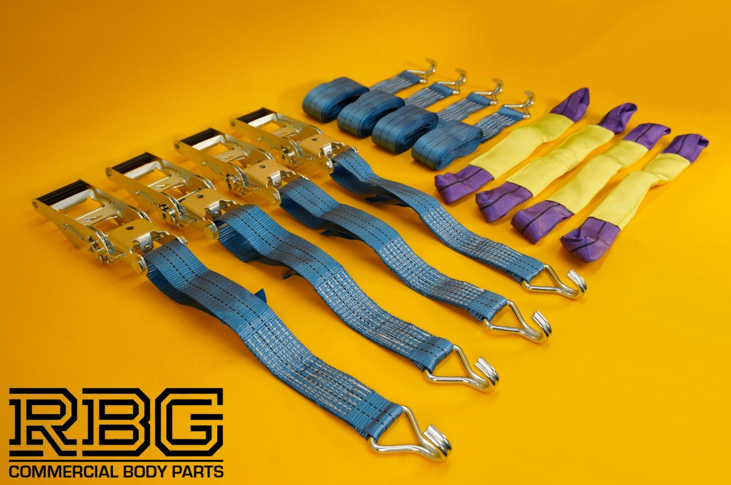Ratchet Strap Recovery 2Ton Tie Down Alloy Wheel Hi-Vis Blue Lashing SET 4Pcs
